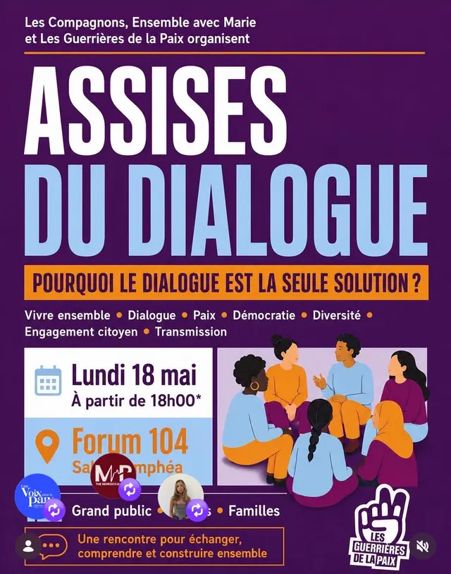 Affiche de l'événement : « Assises du dialogue », lundi 18 mai, Forum 104