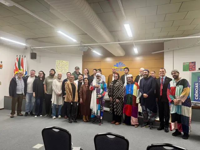 Photo de groupe avec le Shaykh à l'issue de la conférence, Brésil